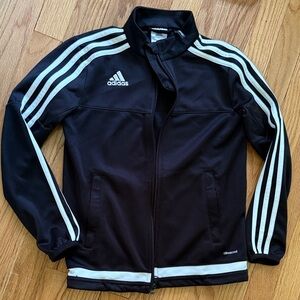 adidas lightweight kids Black Jacket with White Three-Stripes size small